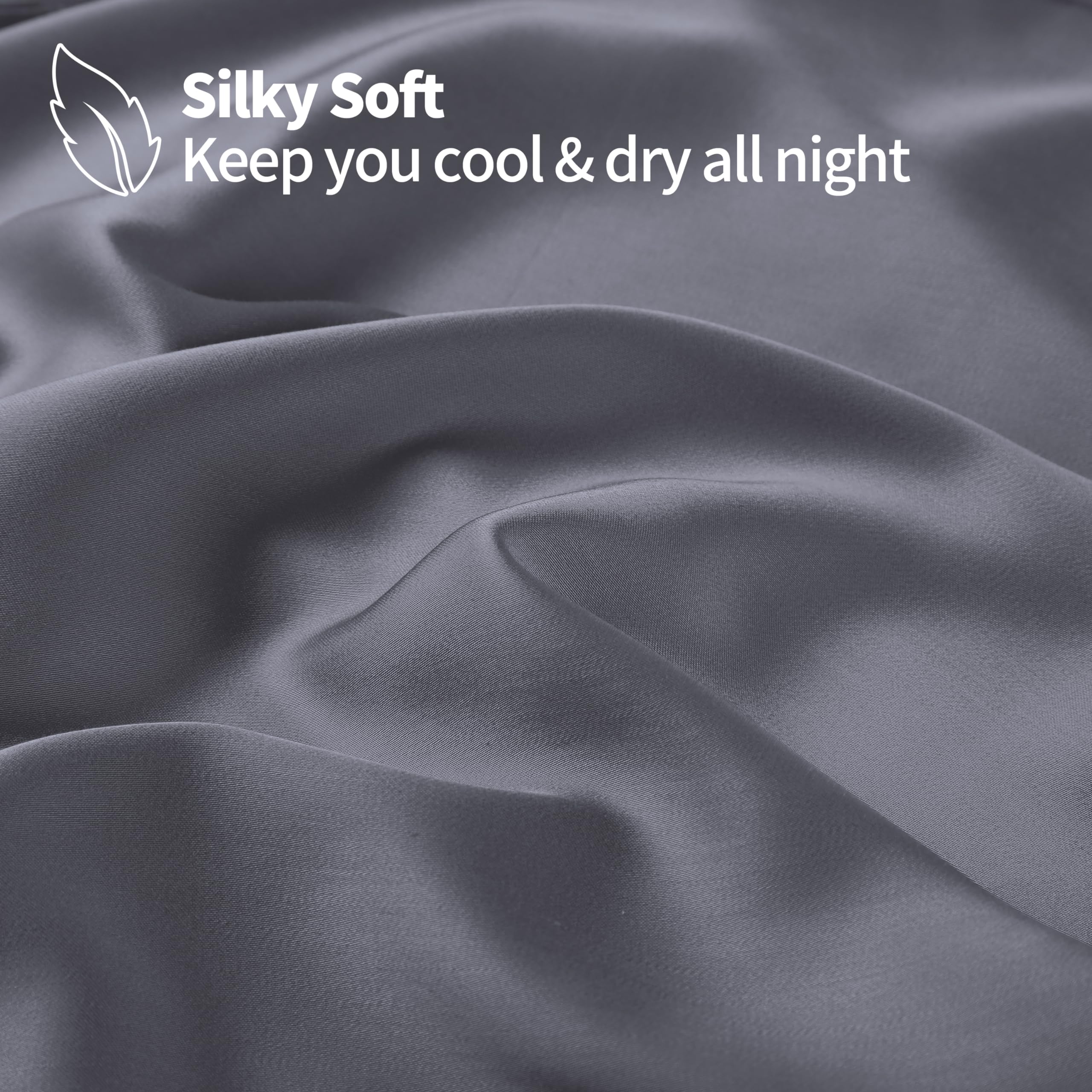 Bamboo Viscose Cooling Fitted Sheet Full Size Only, 400 Thread Count, 16'' Deep Pocket Cooling Bottom Sheets For Hot Sleeper, Si